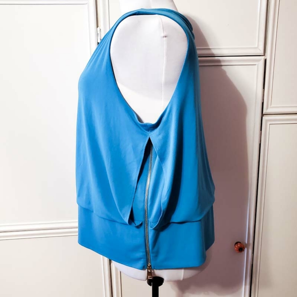 Alfani Teal Sleeveless Side Zipper Top - Picture 2 of 5